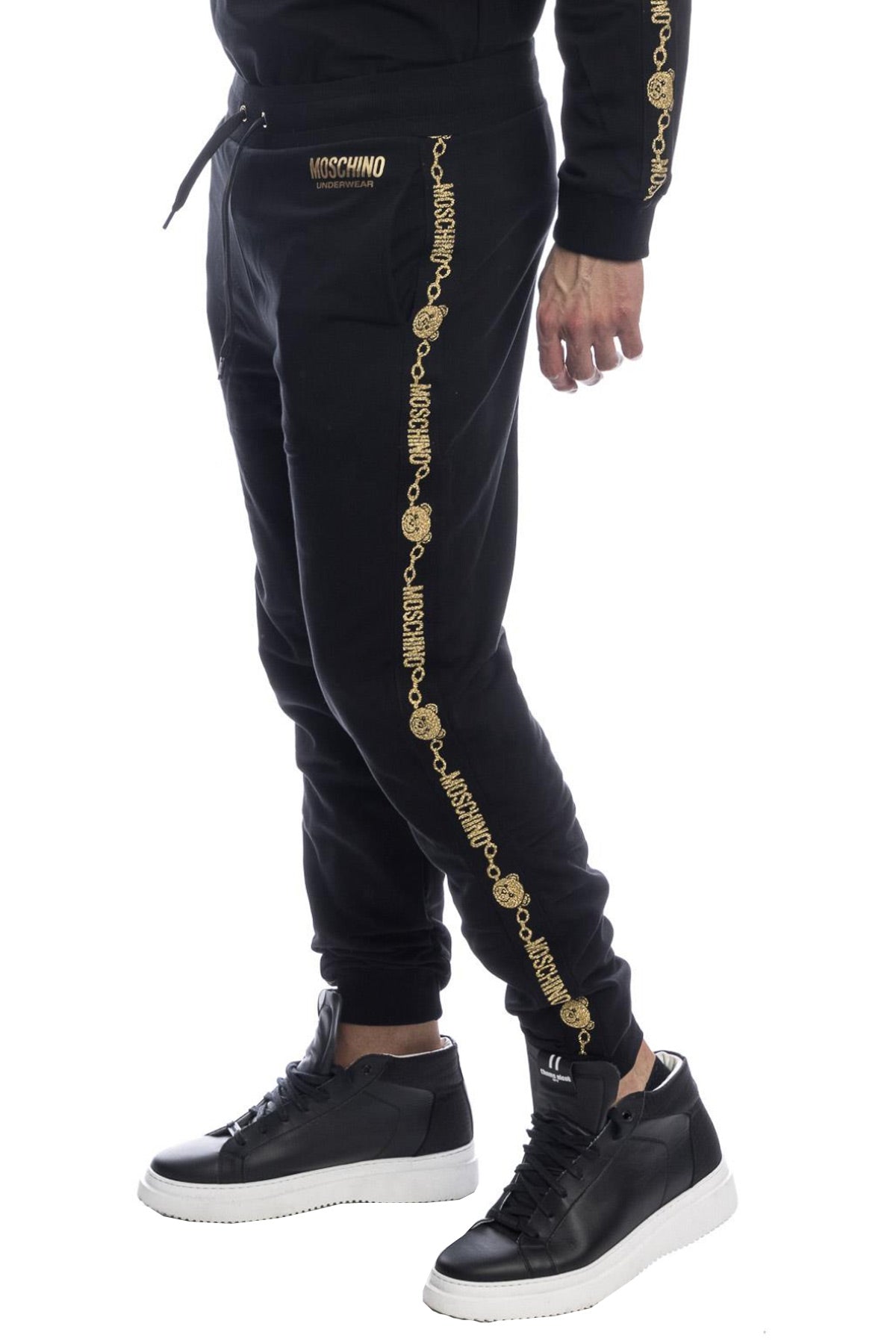 Pantaloni barbati Moschino - negru cu auriu